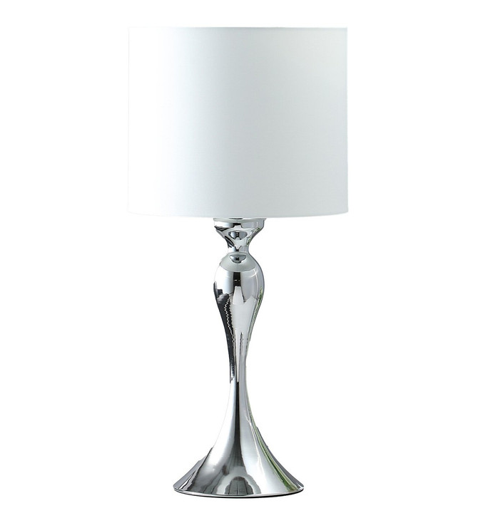 25" Silver Sleek Table Lamp with Off White Drum Shade
