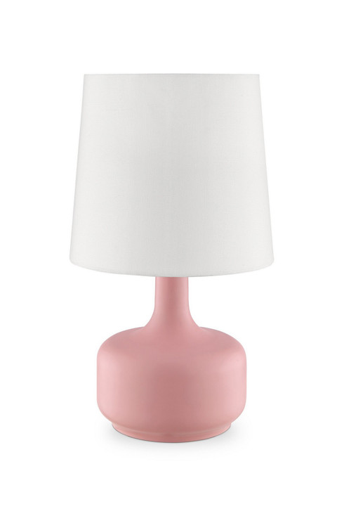 17" Pink Metal Bedside Table Lamp with White Shade