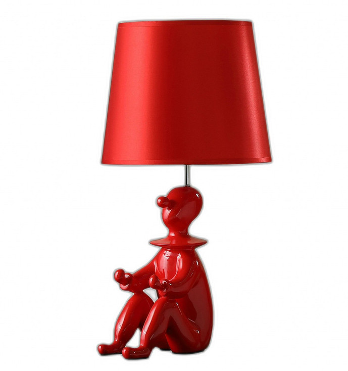 21" Red Bedside Table Lamp with Red Empire Shade