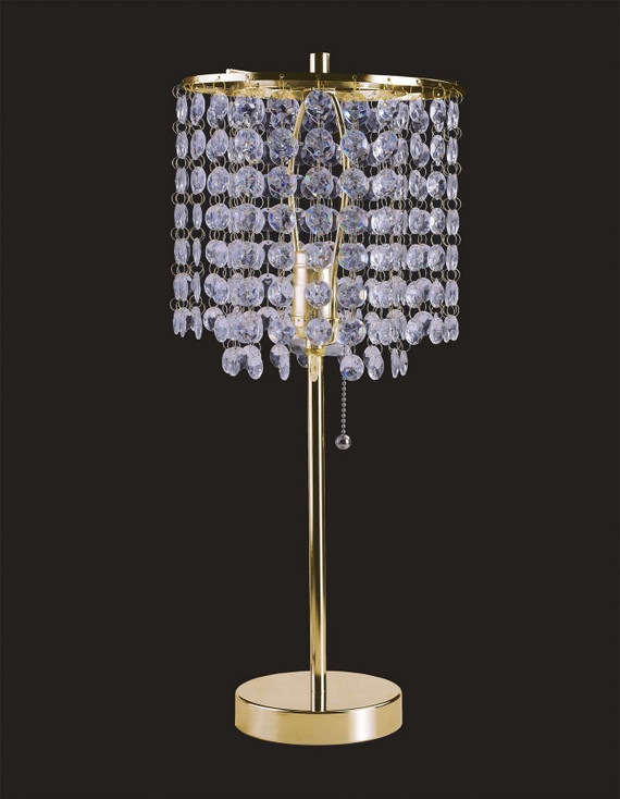 20" Gold Metal Bedside Table Lamp with Clear Drum Shade