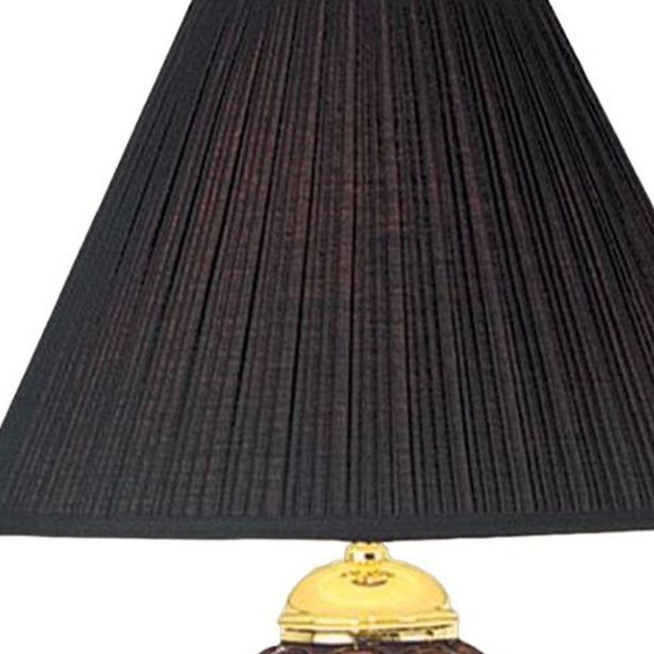 27" Black and Gold Ceramic Urn Table Lamp with Black Empire Shade