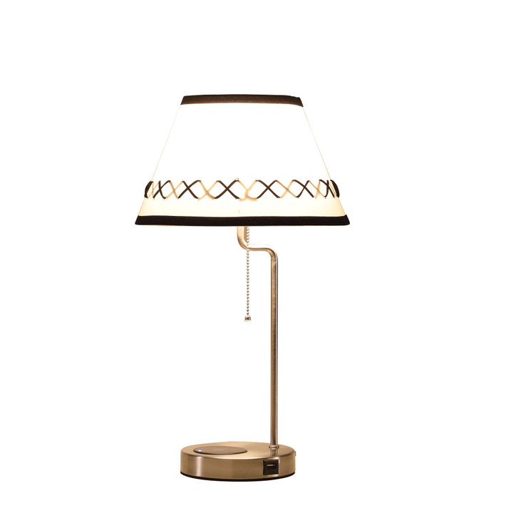 20" Silver Bedside Table Lamp with Off White Empire Shade