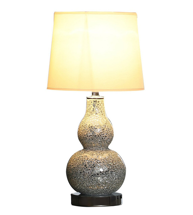 20" White Table Lamp with White Globe Shade