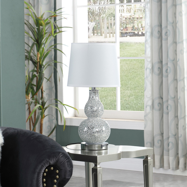 20" White Table Lamp with White Globe Shade