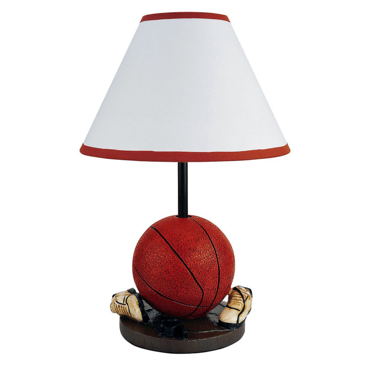 15" Orange Bedside Table Lamp with White Shade
