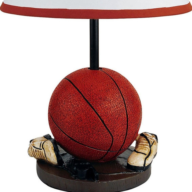 15" Orange Bedside Table Lamp with White Shade