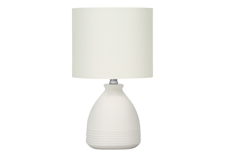 17" Cream Ceramic Round Table Lamp with Cream Drum Shade