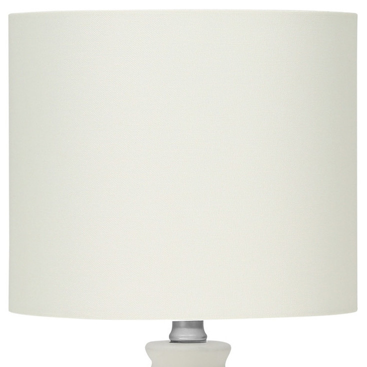 17" Cream Ceramic Round Table Lamp with Cream Drum Shade