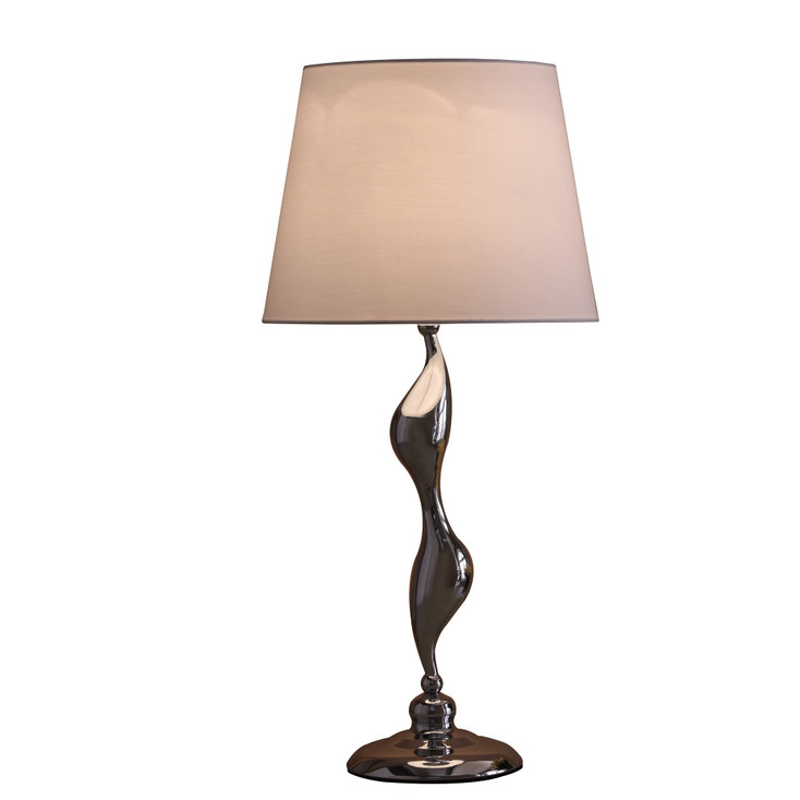 24" Silver Bedside Table Lamp with White Empire Shade