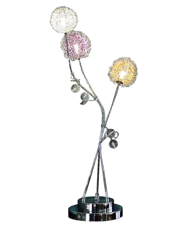 28" Clear Three Light Bedside Led Table Lamp