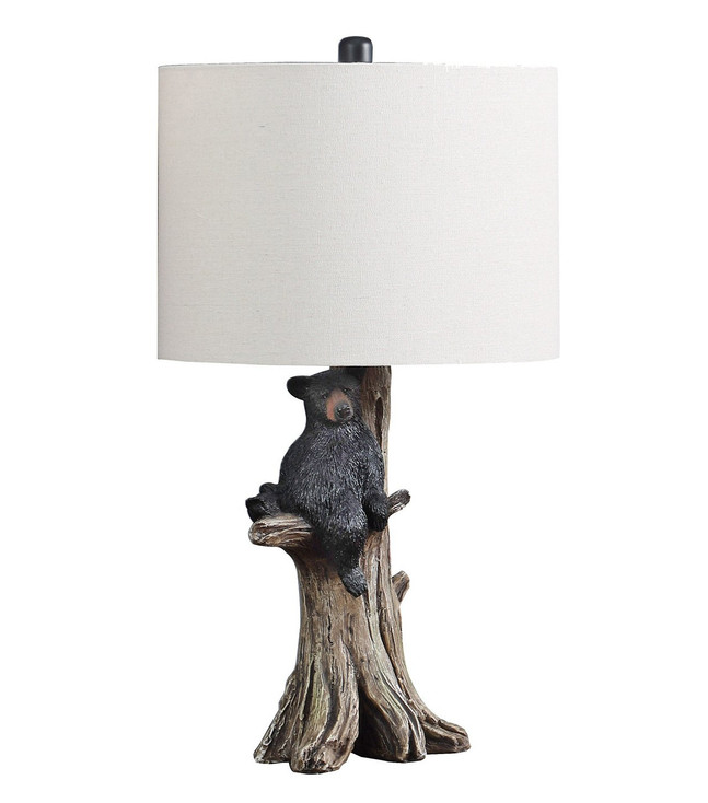 25" Black Blear in a Tree Table Lamp with Beige Shade