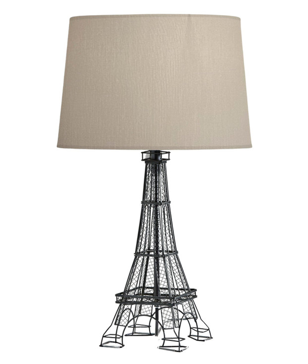 25" Black Acrylic Paris Desk Table Lamp with White Drum Shade