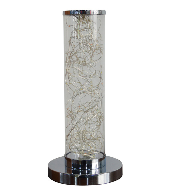 13" Silver Metal Column LED Rope Table Lamp with Clear