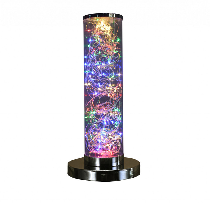 13" Silver Metal Column LED Rope Table Lamp with Clear