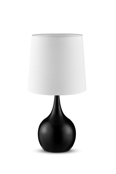 24" Black Metal Bedside Table Lamp with White Shade