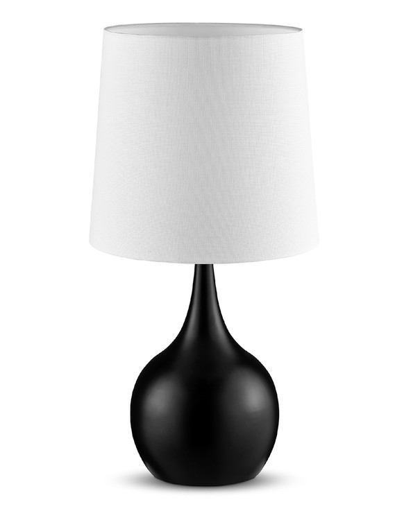 24" Black Metal Bedside Table Lamp with White Shade