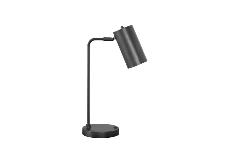 18" Gray Metal Round USB Table Lamp with Gray Cylinder Shade