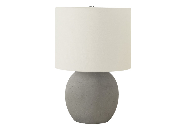 20" Concrete Gray Round Table Lamp with Ivory Drum Shade