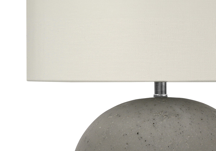 20" Concrete Gray Round Table Lamp with Ivory Drum Shade