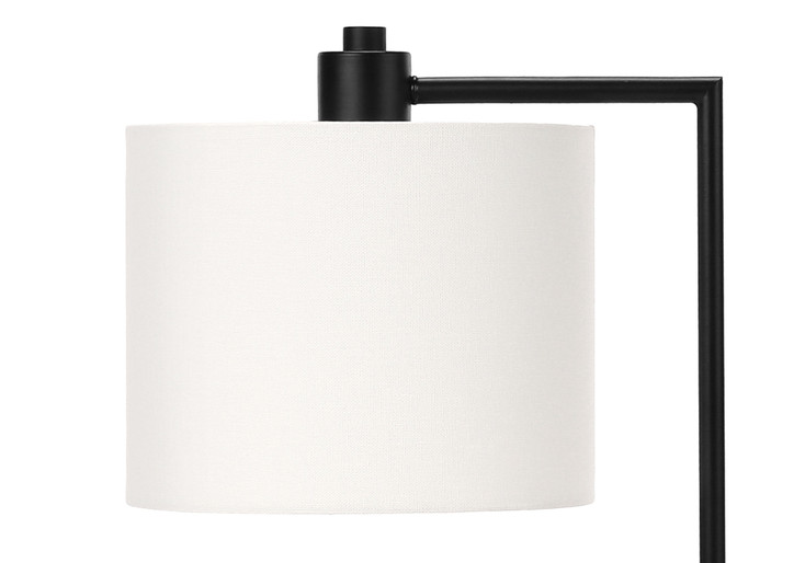 19" Black Metal Round USB Table Lamp with Ivory Drum Shade