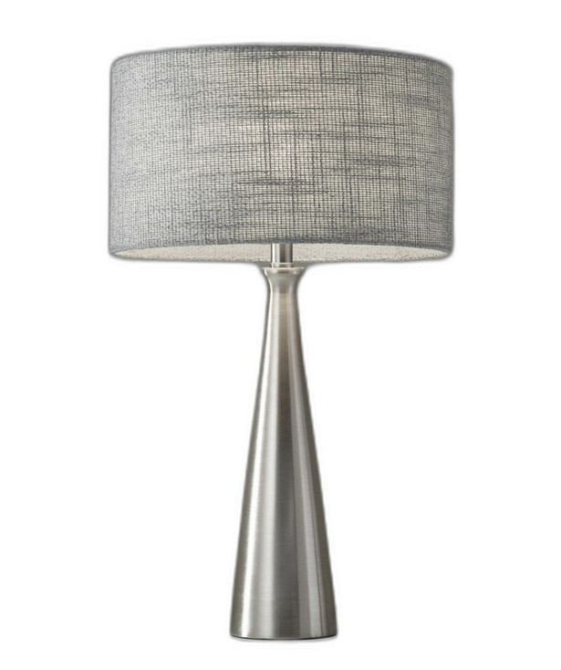 Brushed Steel Metal Finish Tapered Base Table Lamp