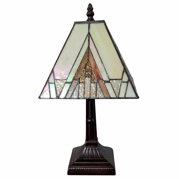 15" Dark Brown Candlestick Metal Table Lamp with Beige Shade