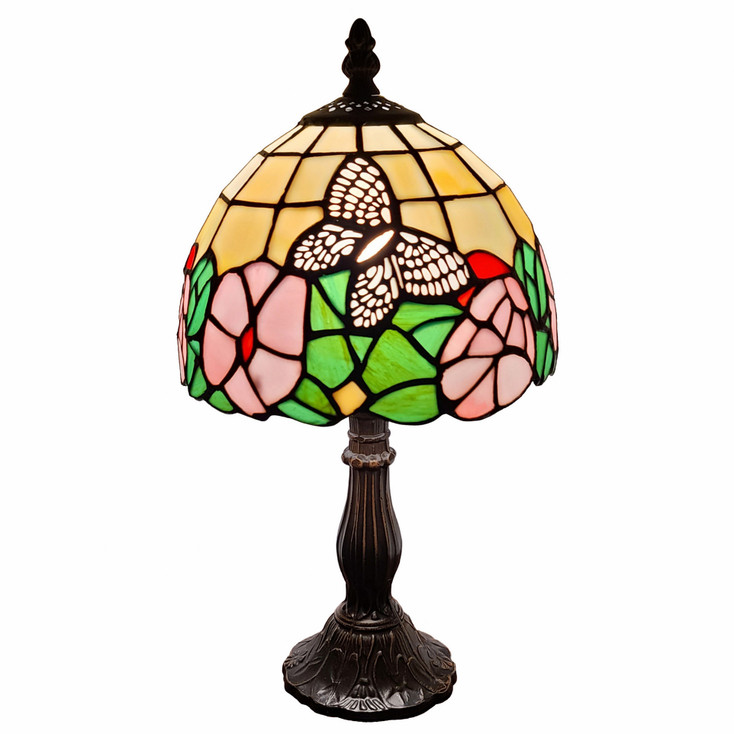 15" Dark Brown Metal Candlestick Table Lamp with Beige Lamp Shade