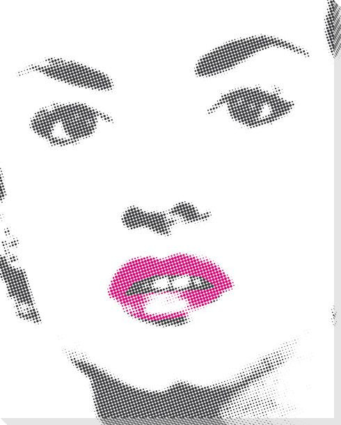 Woman with Bright Red Lip Gloss Wrapped Canvas Giclee Print