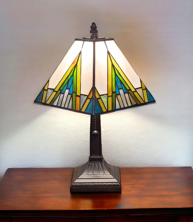 15in Dark Brown Metal Candlestick Table Lamp with Beige Shade