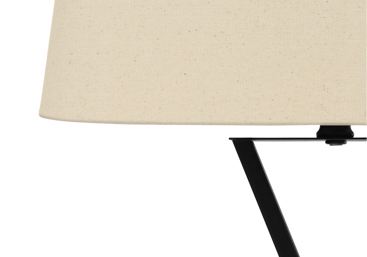 25" Black Metal Geometric USB Table Lamp with Beige Shade