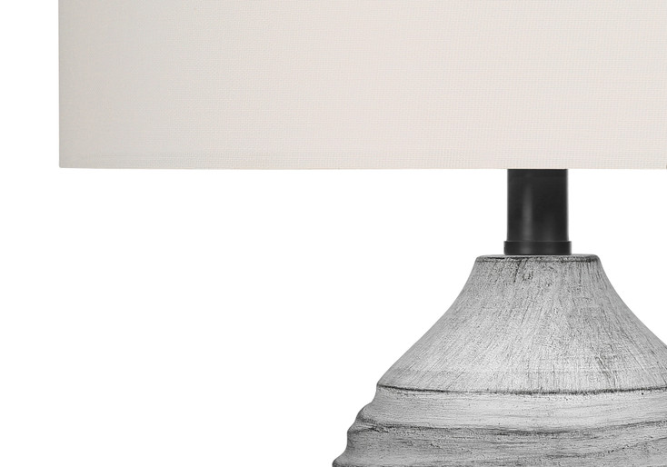 27" Gray Cylinder Table Lamp with Ivory Drum Shade
