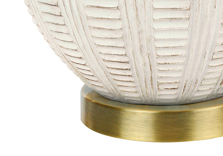 21" Gold and White Urn Table Lamp with Ivory Drum Shade