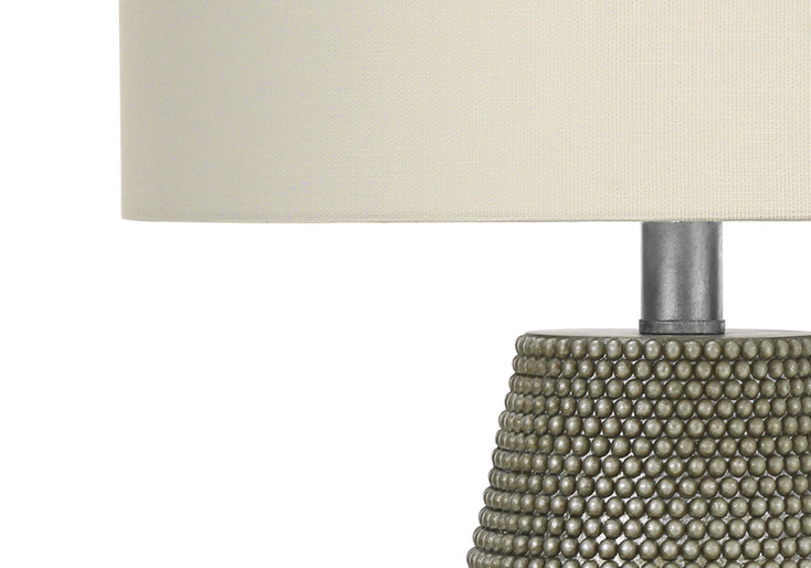 24" Gray Round Table Lamp with Ivory Drum Shade