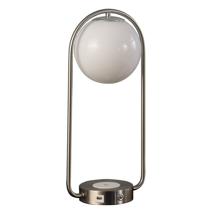 19" Silver Clip Globe USB Table Lamp