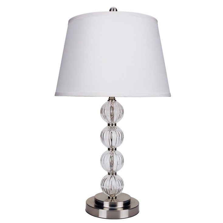 29" Silver Metal Table Lamp with White Classic Empire Shade