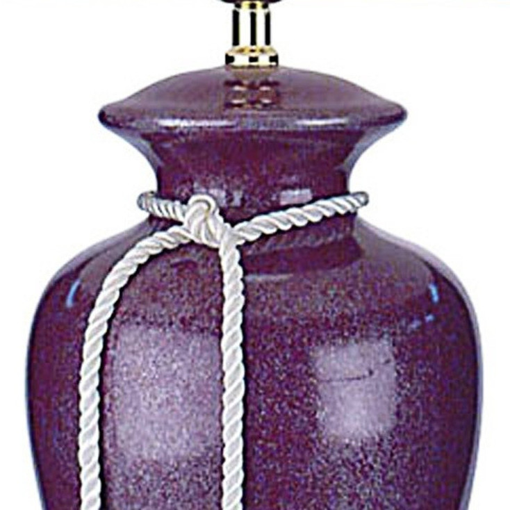 35" Red Burgundy Glaze Ceramic Urn Table Lamp with White Classic Empire Shade