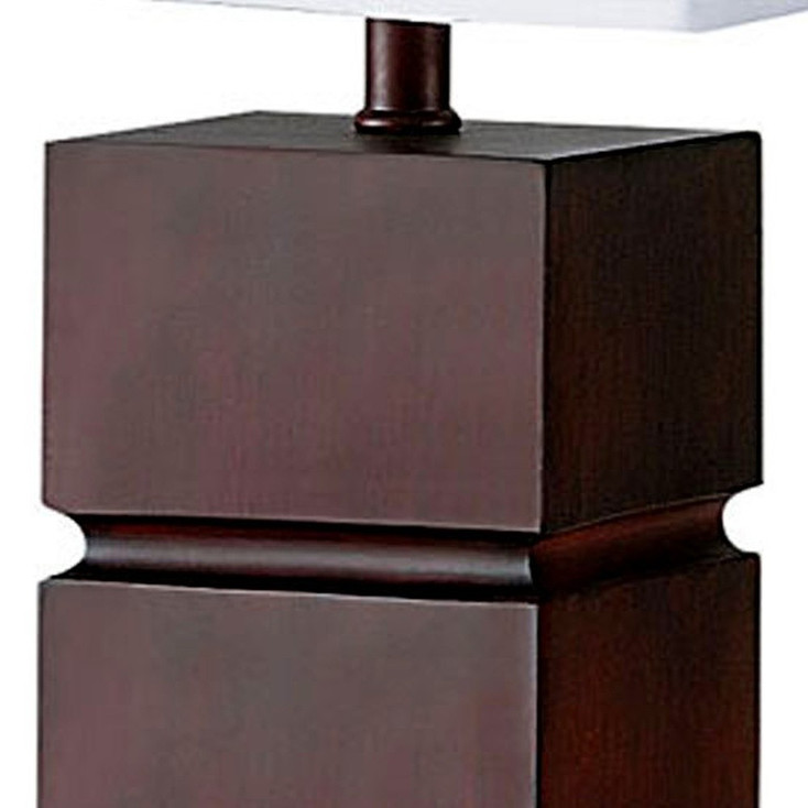 27" Brown Bedside Table Lamp with White Shade