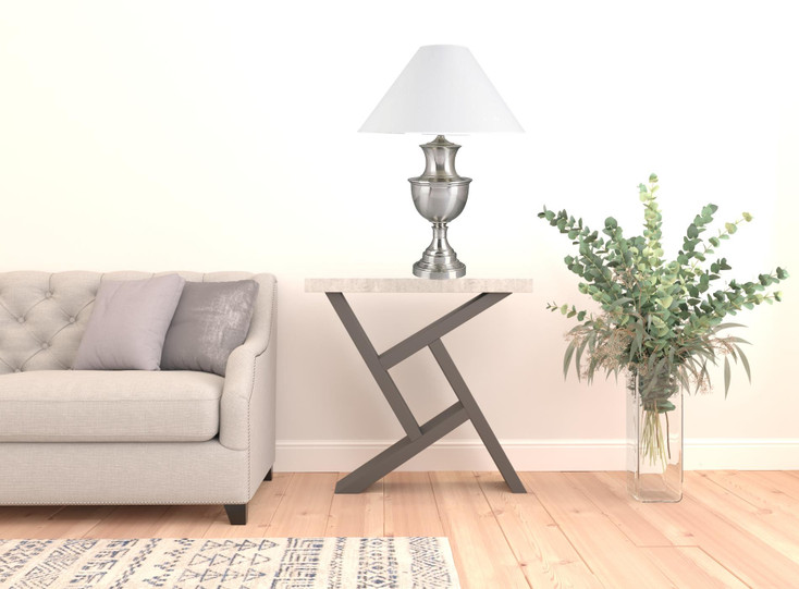 28" Nickel Metal Urn Table Lamp with White Classic Empire Shade