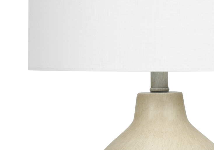 24" Beige Concrete Urn Table Lamp with Ivory Drum Shade