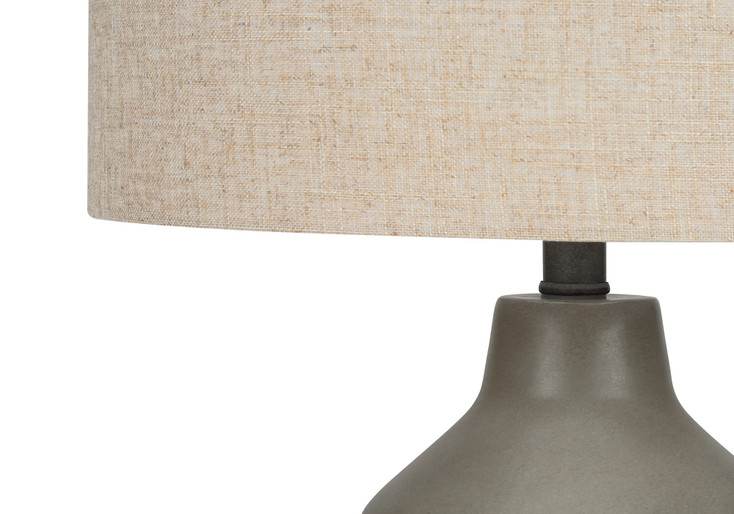 24" Gray Concrete Urn Table Lamp with Beige Drum Shade