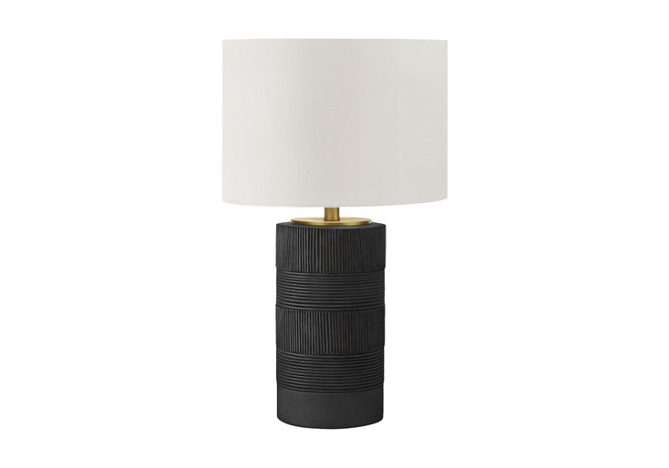 24" Black Cylinder Table Lamp with Ivory Drum Shade