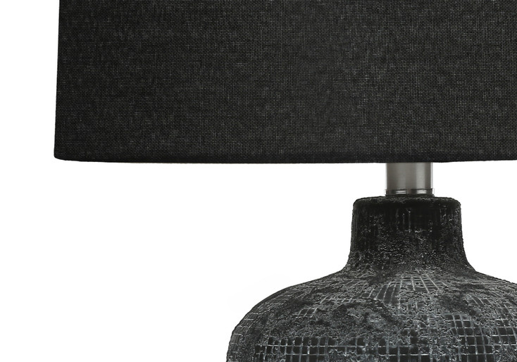 24" Black Ceramic Round Table Lamp with Black Drum Shade