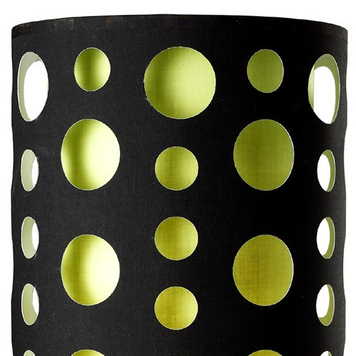 33" Silver Metal Mod Table Lamp with Black And Green Drum Shade