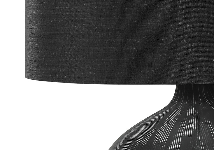23" Black Ceramic Round Table Lamp with Black Drum Shade
