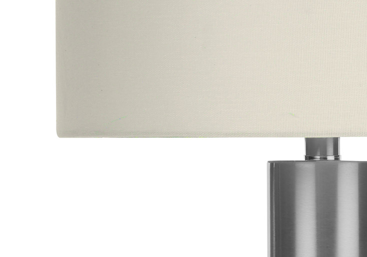 28" Silver Acrylic Cylinder Table Lamp with Ivory Drum Shade