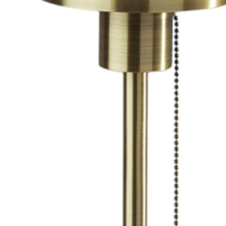 22" Antiqued Brass Table Lamp with White Ribbed Frosted Glass Dome Shade