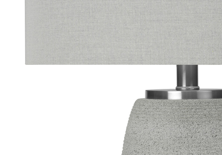 25" Gray and Silver Ceramic Cylinder Table Lamp with Gray Drum Shade