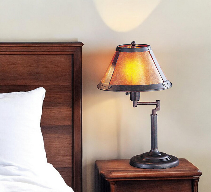 18" Gray Metal Candlestick Table Lamp with Amber Empire Shade