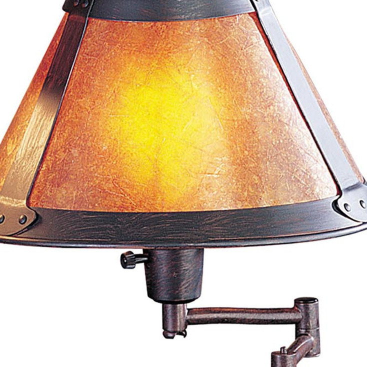 18" Gray Metal Candlestick Table Lamp with Amber Empire Shade