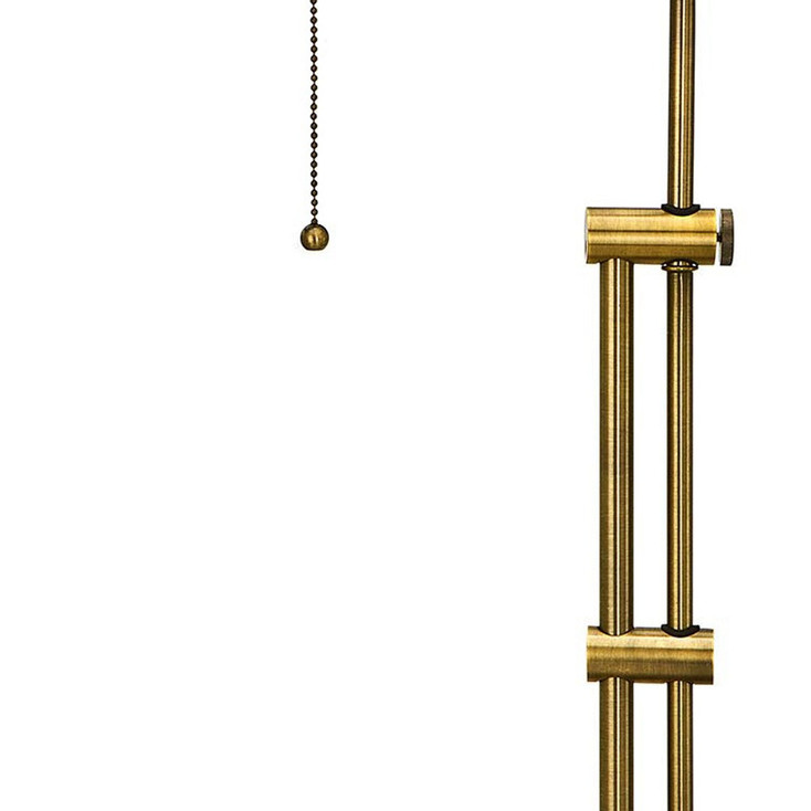26" Bronze Metal Adjustable Table Lamp with Antiqued Brass Rectangular Shade